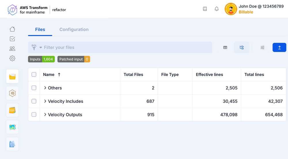 Files | AWS Transform for mainframe refactor